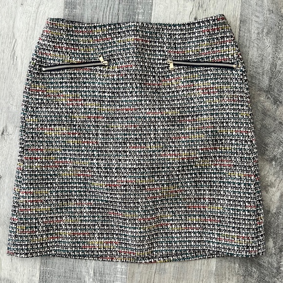 Loft Tweed Like A-line Mini Skirt -- Multicolored Rainbow with Silver Threads - Picture 1 of 7